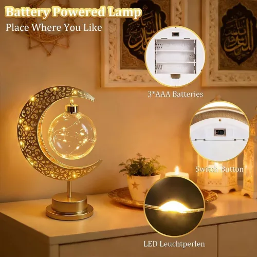 Lampe LED Lune pour Table  Éclairage Ambiance Ramadan