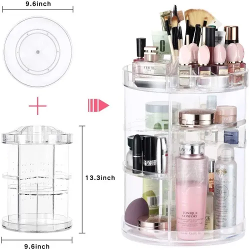 Organisateur de maquillage rotatif à 360  en Crystal acrylique