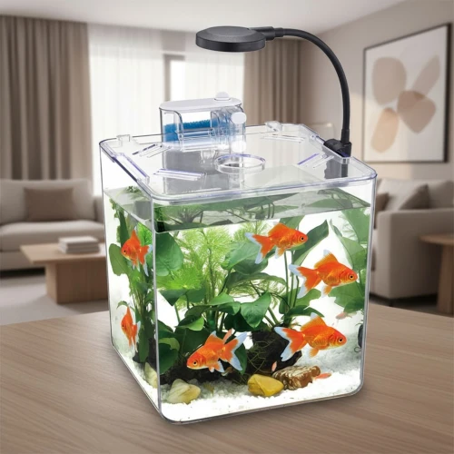 Mini Aquarium avec Système de Filtre et Éclairage LED Intégré