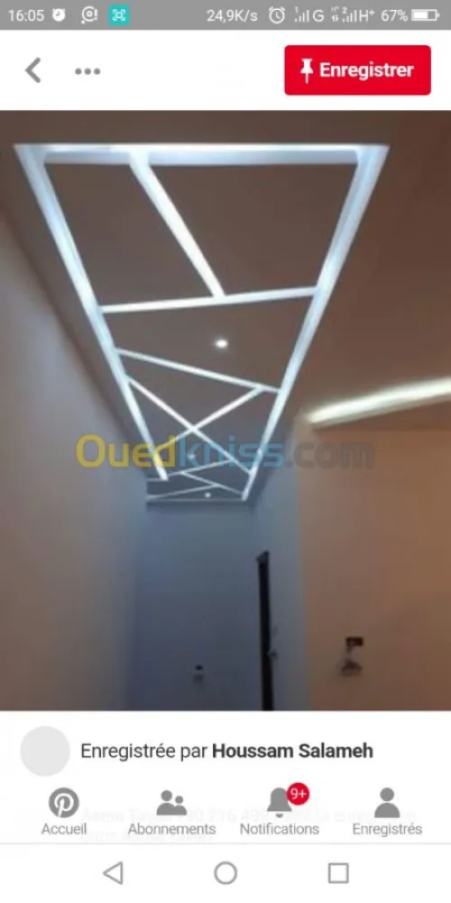 Faux plafond placoplatre. Aluminium Cl