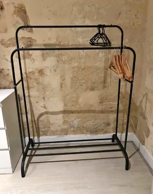 Porte Vetements Penderie 2 bar Dressing Rangement Noir Métal HANGER