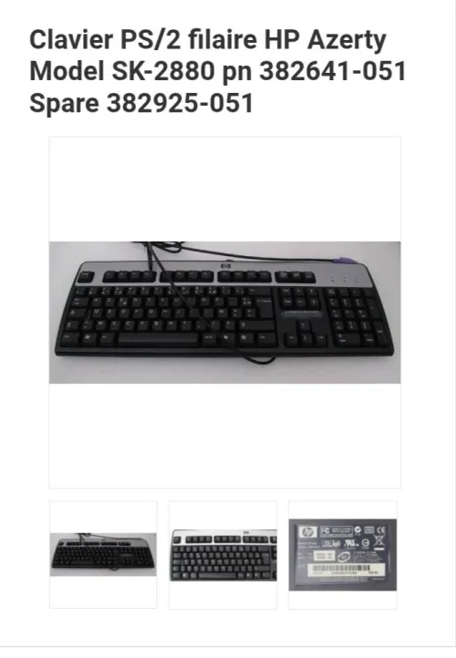 clavier PS/2 Filaire HP Azerty Model SK-2880