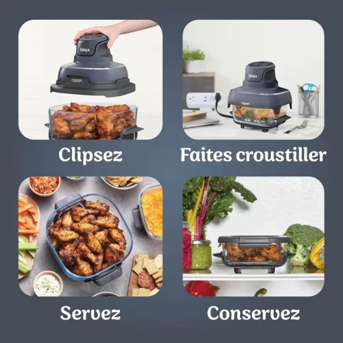 Ninja CRISPi Friteuse Sans Huile Portable 3,8L 4En1 Frire Sans Huile 1700W