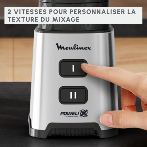 Moulinex Blender En Verre Et Gourde 2EN1 - 400W 1L Pulseo LM17GD10