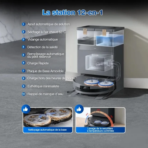 Aspirateur Robot Laveur Avec Station ECOVACS DEEBOT T50 MAX PRO OMNI Gen2 Noir