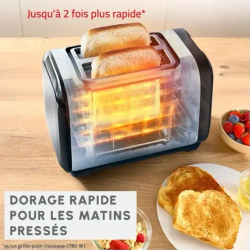 Moulinex Grille Pain Subito 1300W Noir & Inox LT5S0DE0