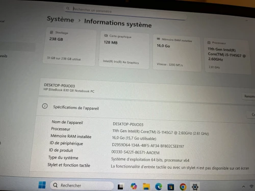 HP elitebook g8 i5 11ème 