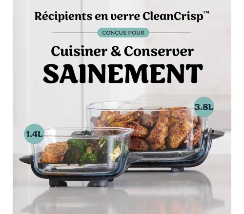 Air Fryer modulaire en verre Ninja CRISPi avec son livre neuf