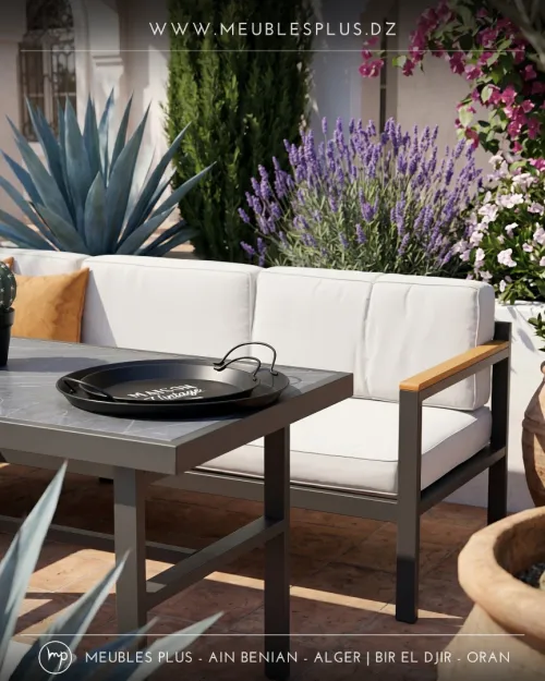 SALOL L + TABLE BASSE + POUF 4614