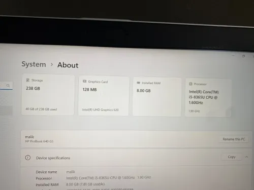 Hp Probook i5 8eme