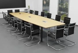 TABLE DE REUNION 240X110 PIED METAL CARRE ERABLE