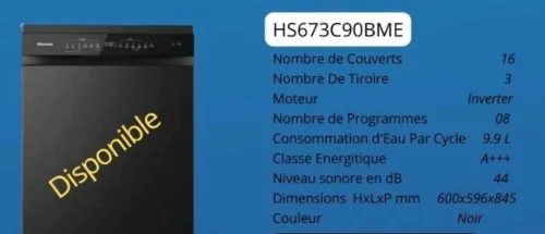 PROMO LAVE VAISSELLE HISENSE 16 COUVERT SECHANTE INVERTER SMART