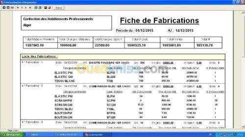 Logiciel de gestion de Stock et Fabrication (production)