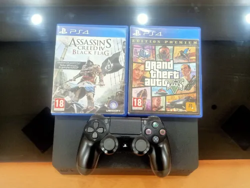ps4 slim online 500gb+mannete original + avec 3 cd + caba mn france