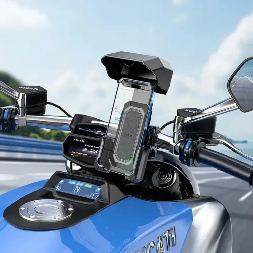 HOCO H31 Support Smartphone pour Vélo Moto avec Couverture Soleil/Pluie
