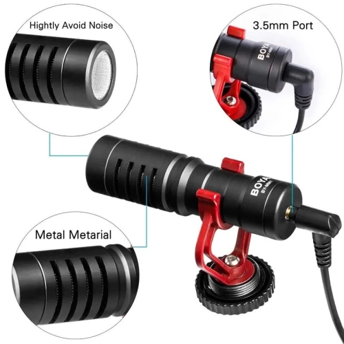 Microphone de Studio à condensateur 3.5mm BOYA BY-MM1 pour caméra et enregistrement vidéo