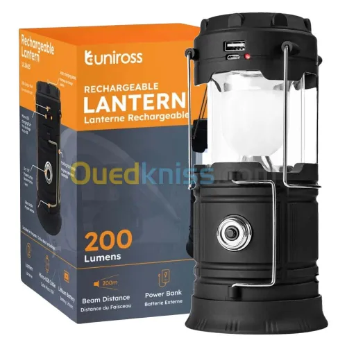 Lampe Lanterne Rechargeable 200lm Torche UNIROSS ULSA05 POWER BANK Etanche IPX4