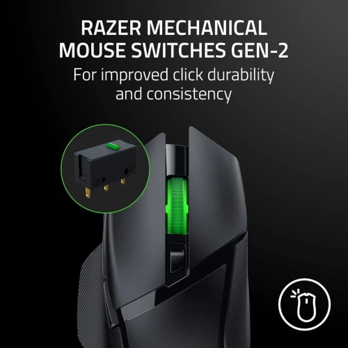 Razer Basilisk V3 X Hyperspeed Souris sans fil 2.4ghz et Bluetooth gaming 9 boutons Noir et Vert