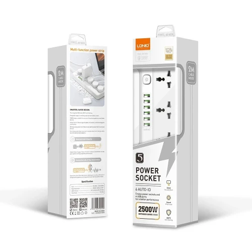 Multiprise Rallonge universelle Chargeur LDNIO SC5614 5 Prise + 6 USB 2500W 2m