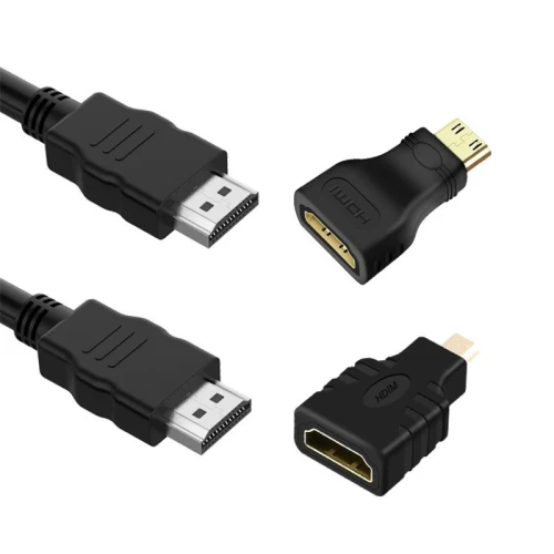 Kit Câble HDMI 3 en 1 adaptateur Micro HDMI Mini HDMI 1.4V FULL HD 1080P 1.5m
