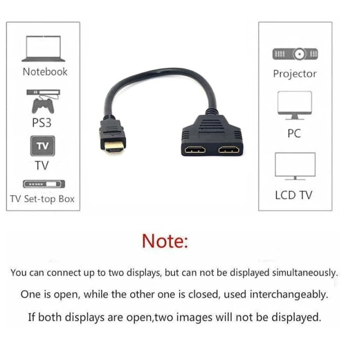 Splitter Répartiteur HDMI mâle vers double HDMI Femelle 1080P 30cm