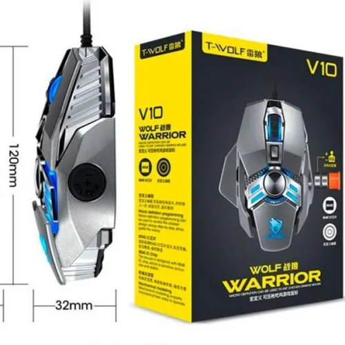 Souris Gaming Filaire USB RGB T-Wolf V10 programmables 7 boutons 6400 DPI