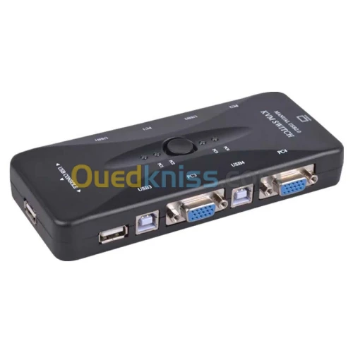 Switch Commutateur KVM USB 2.0 4 Ports VGA Entrée pour partage moniteur d'ordinateur