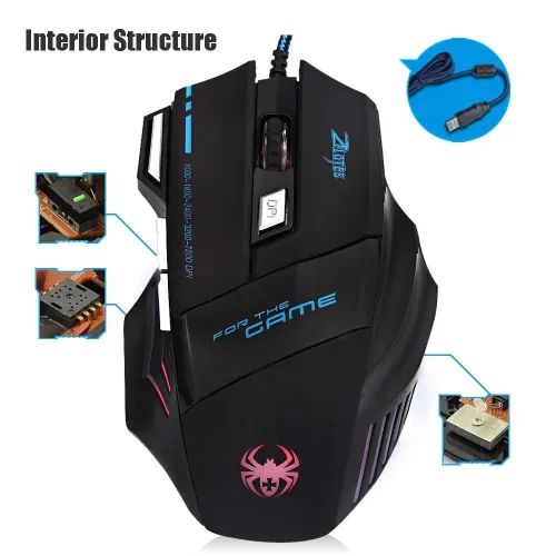 Souris Gaming Filaire USB Zelotes T-80 7200DPI 7 boutons