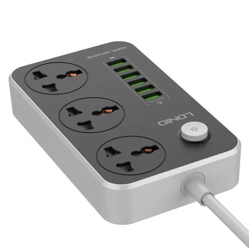 Multiprise Rallonge universelle LDNIO SC3604 3 Prise + 6 chargeur USB 5V 3.4A 2500W 2m