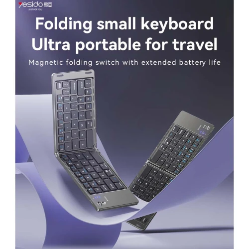YESIDO KB27 Clavier Portable sans-fil Bluetooth 5.0 Pliable Rechargeable Pour ANDROID IOS PC