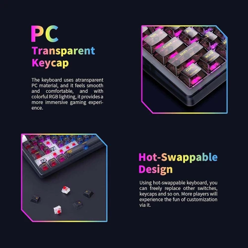 HAVIT KB875L Clavier Mécanique Gaming Type-c avec Rétroéclairage RGB