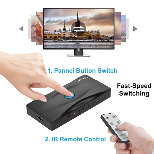 Switch Commutateur HDMI 2.0 5 en 1 4K 60hz 5 Ports MT-ViKI MT-HD0501 avec télécommande infrarouge