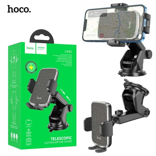 HOCO CA95 Support Télescopique Auto Voiture Telephone sur Tableau de Bord et Pare-Brise