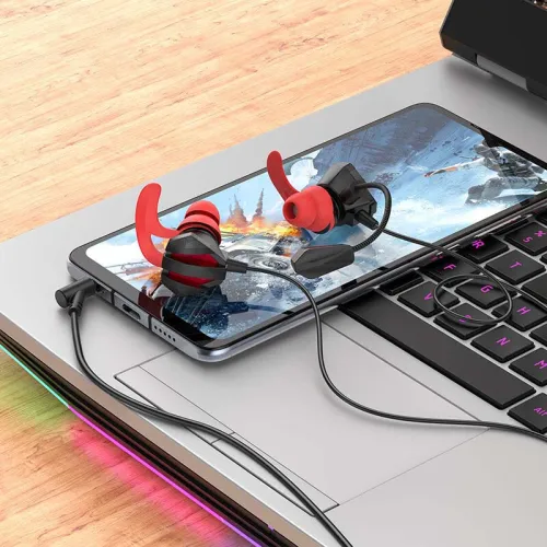 HOCO M105 Ecouteur Gaming Filaire AUX Jack 3.5mm avec Microphone détachable