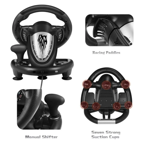 Volant de jeux PXN V3 Pro 180 USB avec Pédales, Vibration pour PC PS3 PS4 XBOX One Xbox X/S Switch