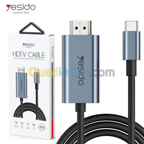 Câble Adaptateur USB-C Type-C vers HDMI 4K 60hz 2m YESIDO HM10