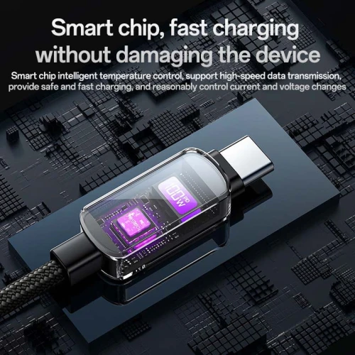 YESIDO CA179 Câble USB-C Type-c vers USB-C 100W avec affichage LED de puissance
