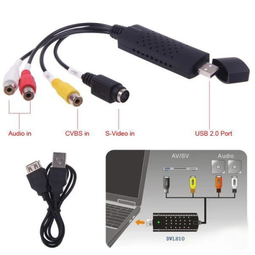 Adaptateur convertisseur USB 2.0 Pro Easycap pour vidéo TV DVD VHS PC, caméra de vidéosurveillance