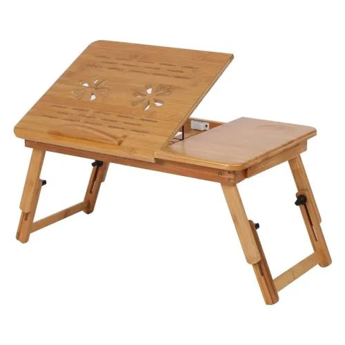 Table Support LAPTOP en bambou pliable avec ventilateur GM 55cm x 35cm BM62