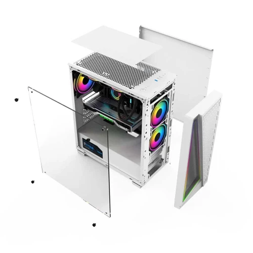 GearMaster GM-28 Boitier PC Gaming ATX/Micro-ATX avec vitre latérale en verre trempé