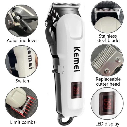 Kemei KM-809A Tondeuse à cheveux Rechargeable sans fil 240min