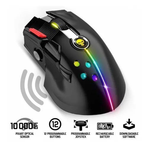 Souris sans-fil 2.4ghz Gaming Rechargeable 800mAh Spirit Of Gamer XPERT-M600 10000dpi 12 boutons