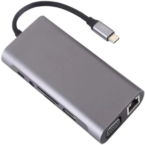 Adaptateur HUB 11 en 1 USB-C to HDMI + RJ45 + Type-C + SD + MICRO SD + 4 * USB 3.0 + AUDIO + VGA