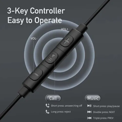 Ecouteur filaire USB-C AWEI TC-6 Sports avec microphone et boutons de commande 1.2m maintien sportif