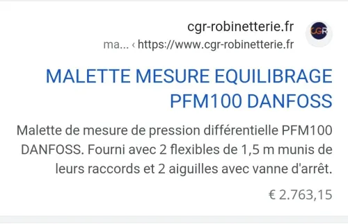 Appareil de mesure et équilibrage de pression différentielle PFM 100 DANFOSS (Czech Republic)