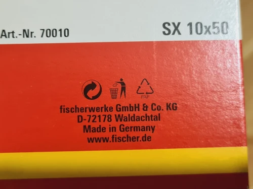 Cheville à expansion en nylon 6,8,12mm - FISCHER SX 6/8/12 (Germany)