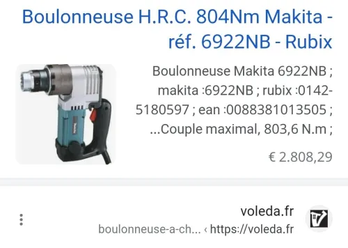 Boulonneuse système HRC 804Nm douilles M16/20/22 - MAKITA 6922NB (Japan)