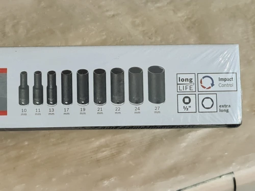 BOSCH Coffret de 09 douilles à choc 1/2" extra long de 10 à 27mm 