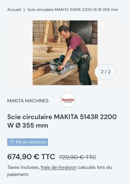Scie circulaire électrique 355mm 2200W - MAKITA 5143R (Japan)