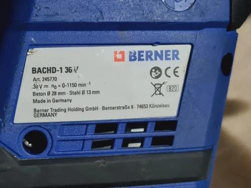 Perforateur sans fil 36V 3.2J double mandrin BOSCH BERNER BACHD-1 36V (2022-Germany)